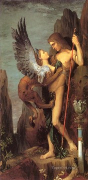 Edipo y la Esfinge Simbolismo mitológico bíblico Gustave Moreau Pinturas al óleo